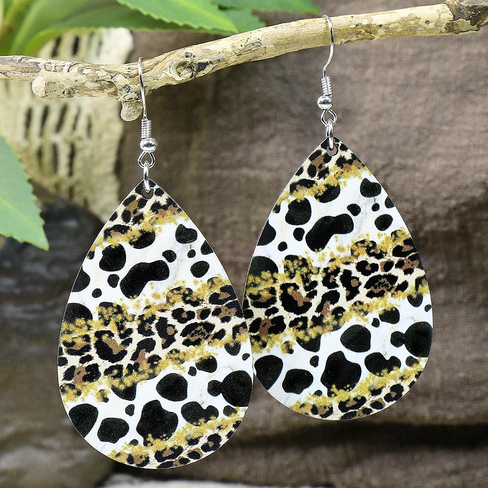 

Серьги в стиле бохо-вестерн, каплевидные, с дизайном головы коровы/пчелы/подсолнуха/узора, с леопардовым принтом, легкие, унисекс