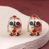 Multi Color Glass Inlay Metal Post Earrings For Women Vintage New Style Fashion Jewelry Daily Wear Accessories Gifts