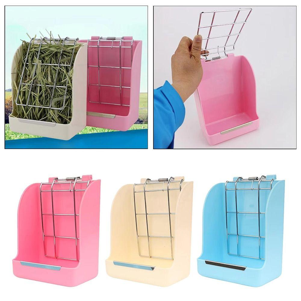 1Pcs Spring Type Rabbit Grass Frame Plastic Pet Food Container  for Herbivore Guinea Pigs Hamsters