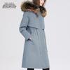 Xuezhongfei Women's Long Down Jacket with Detachable Raccoon Fur Collar