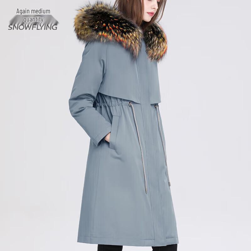

Xuezhongfei Women s Long Down Jacket with Detachable Raccoon Fur Collar M