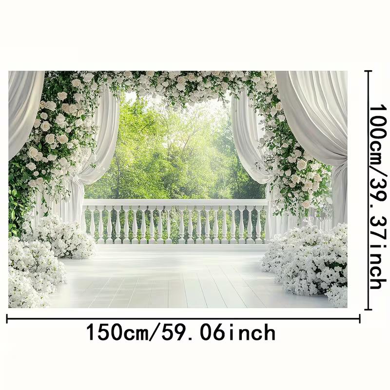 2D Elegant Floral Curtain Photography Background for Bridal Shower