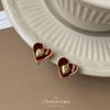 New French Popular Love Retro Premium Drop Glaze Autumn and Winter Stud Earrings Fashion Temperament Ear Clips Hole-free Exquisite Earrings