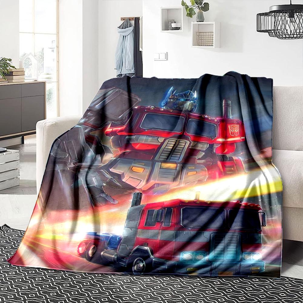 1Pc Transformers Optimus Prime Battle Scene Blanket For Couch Bed Plush Cozy Fuzzy Blanket Super Soft Warm Blankets For Fall And Winter 091879