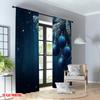 2pcs 2D flat printing Merry Christmas Party Curtains Christmas Ornament Blue Bauble Digital Printed Polyester Drapes Party