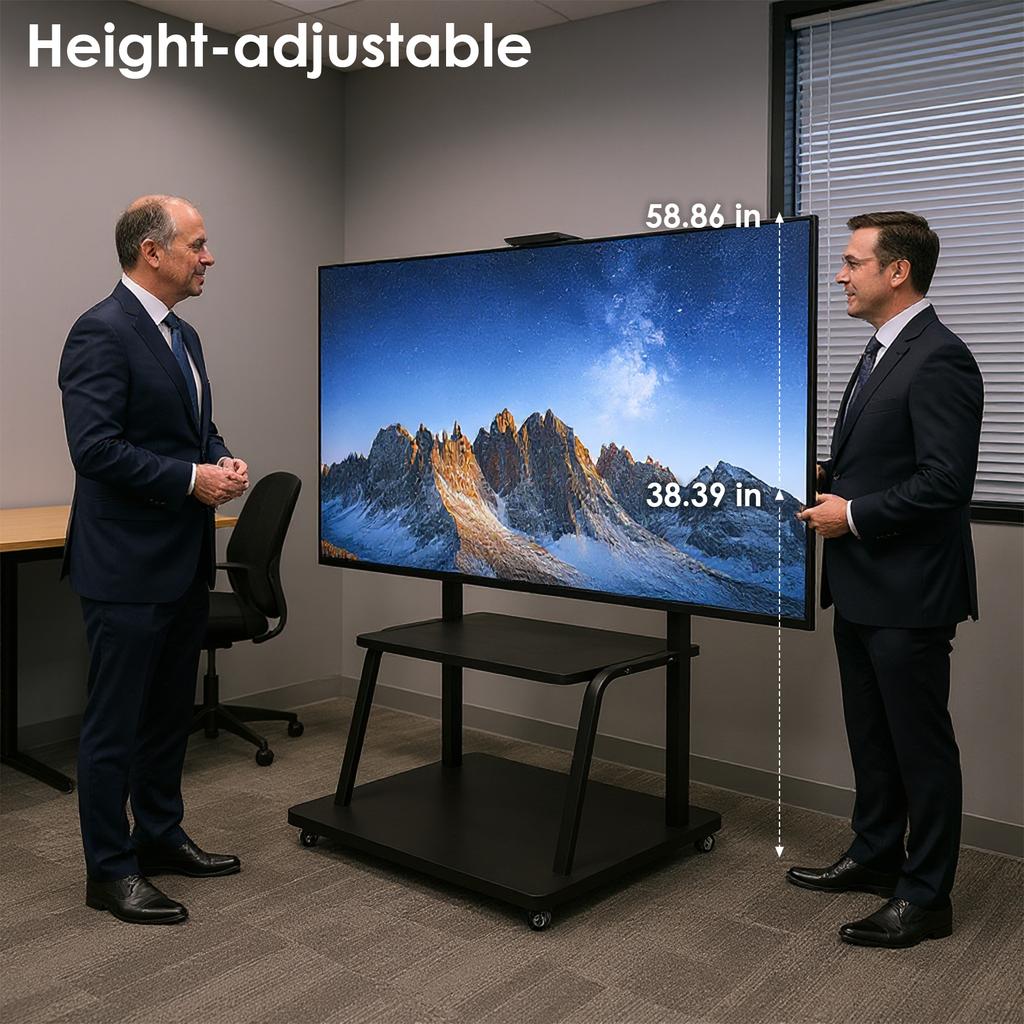 Mobile TV Stand with Wheels & Shelf Rolling TV Bracket Max Load Up To 660-Pound Heavy-Duty TV Cart for Home Office School Use