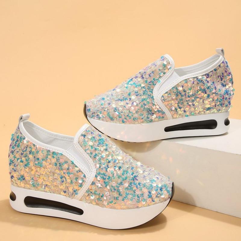 Scarpe basse sportive e casual taglia grande per donna, estate, nuove, con paillettes, rete traspirante, leggere, sandali da donna