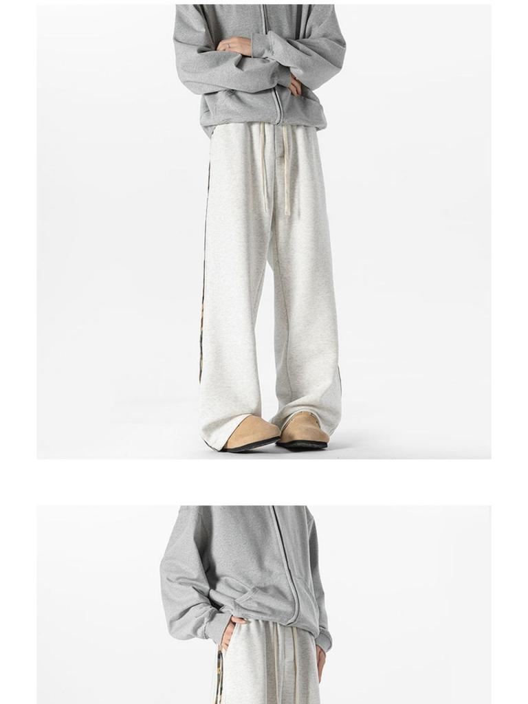 Unisex American Side Stripe Sweatpants: Loose, Straight-Leg Casual Pants for Autumn/Winter, High Street Style.