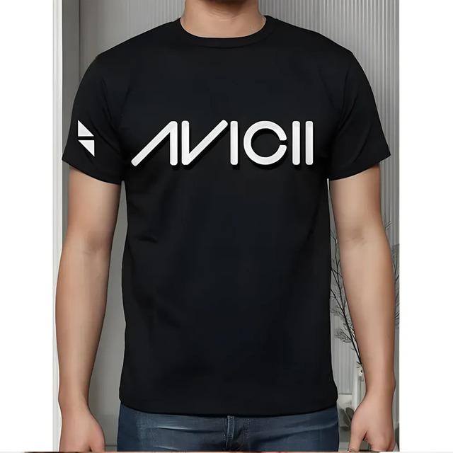 Unisex Black T-shirt With The Avicii DJ Logo XXL