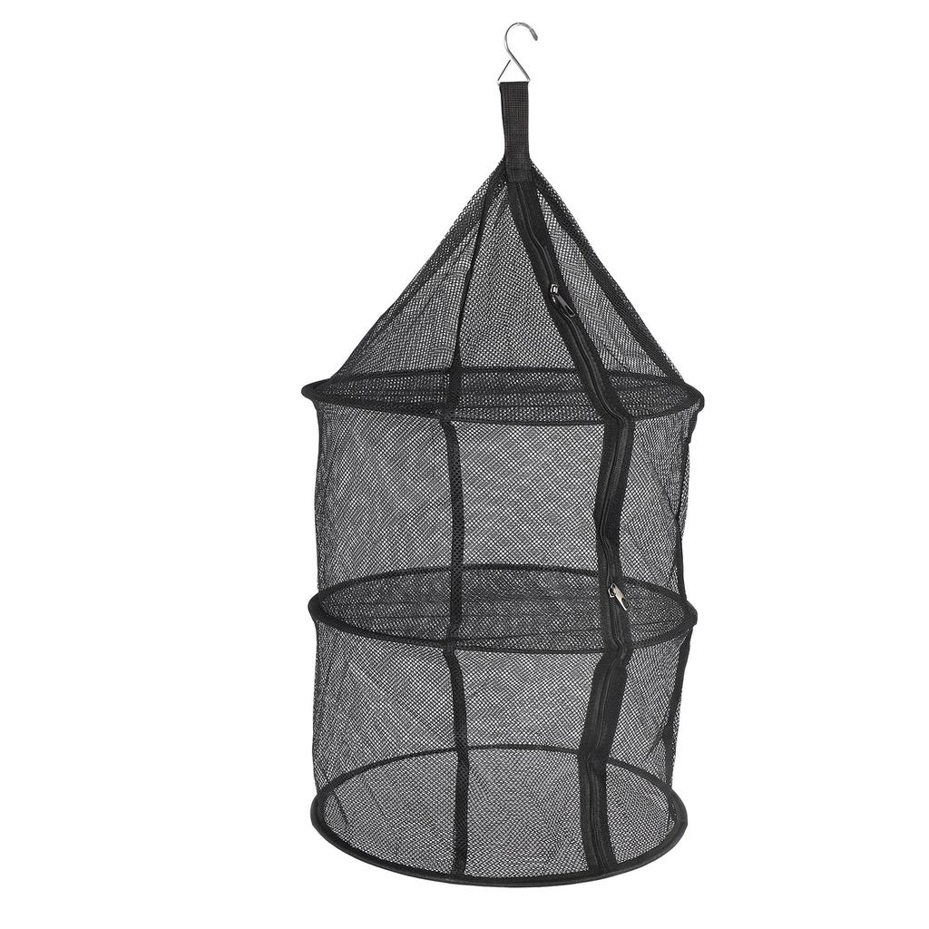 Drying Rack 3 Layers Folding Fish Mesh Foldable Hanging Drying Fish Net for Fish Fruit Vegetables with Zipper Opening