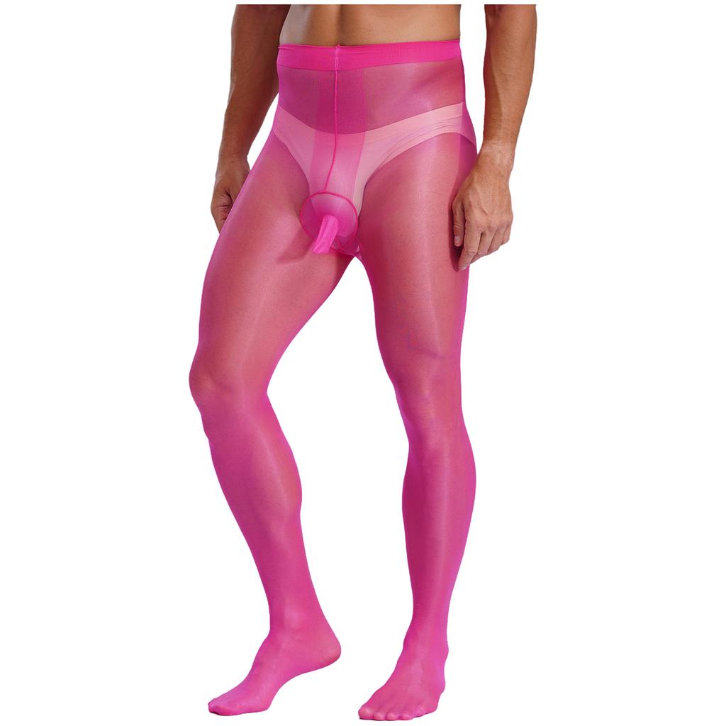 Transparente, dehnbare Strumpfhose für Herren, Konturbeutel, elastische Taille, Cross-Dresser-Leggings, glänzende Strumpfhose für Cosplay-Auftritte