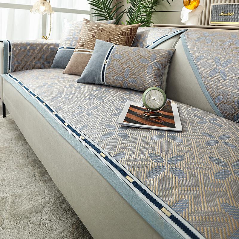 Poduszka na sofę Summer Ice Silk Rattan Mata siedzisko poduszka na lato antypoślizgowa cztery pory roku uniwersalny prosty pokrowiec na sofę