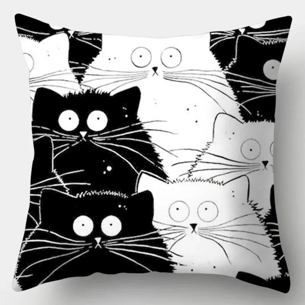 Cute Cat Pillowcase Square Sofa Pillow Cover Watercolor Loving Cushion cover