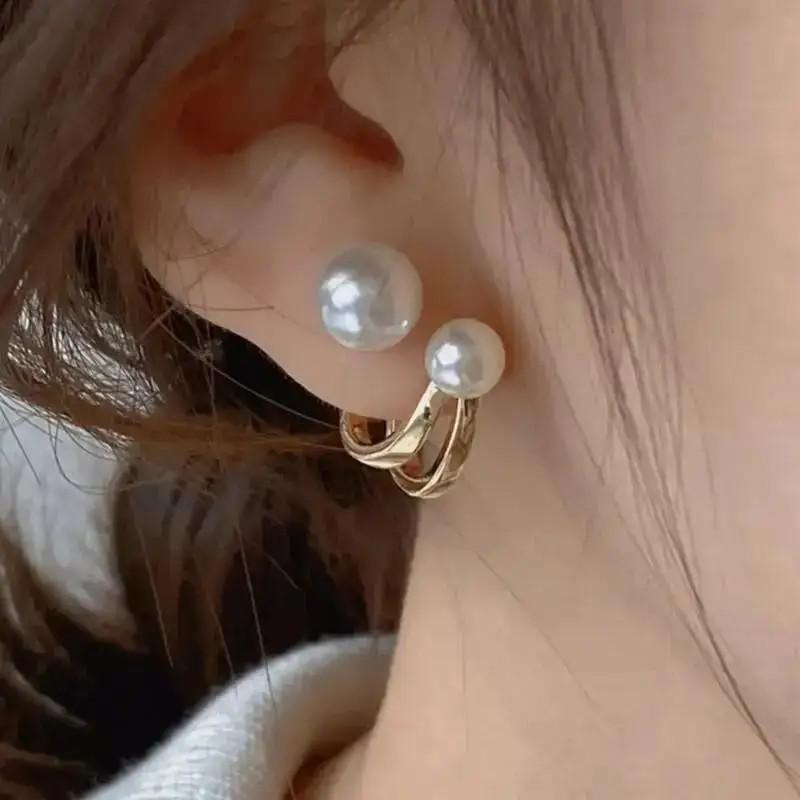 New Korean Fashion Crystal Ginkgo Leaf Earrings For Women Jewelry 2024 Trending Luxury Women's Pearl Opal Drop Earrings JN9