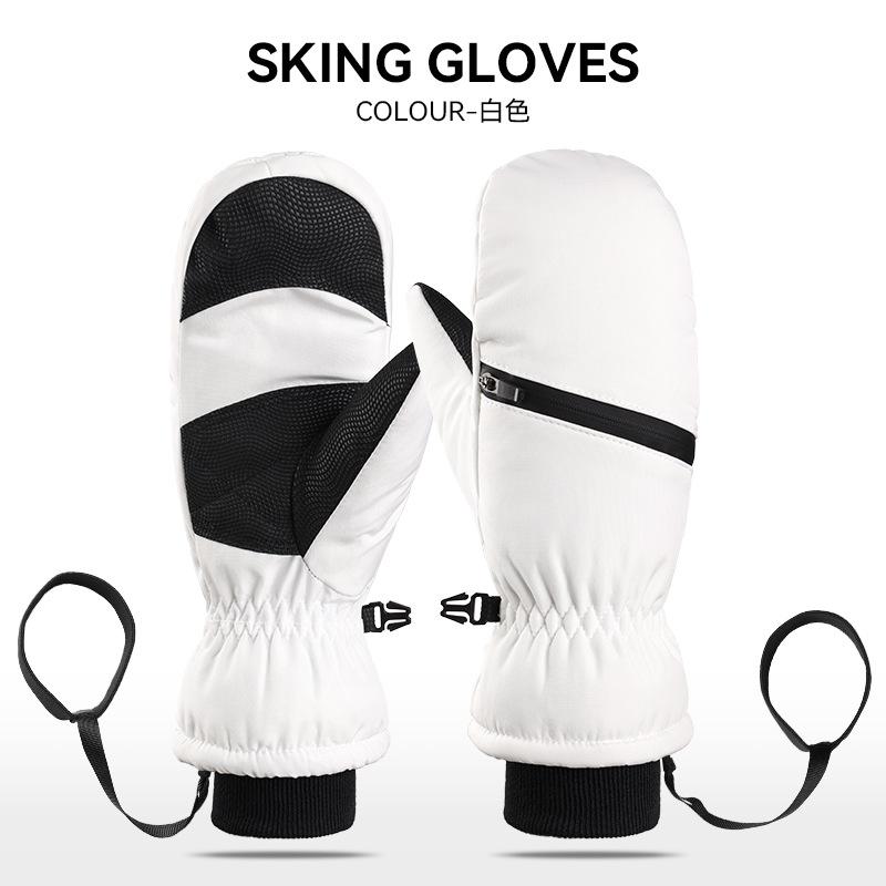 Winter ski gloves with fingers windproof and waterproof short braised seeds waterproof and velvet locking temperature warm sports gloves