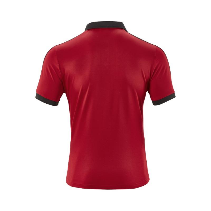 Men's Red Black Color Block Polo Shirt, Casual Short Sleeve Contrast Collar Performance Golf Top