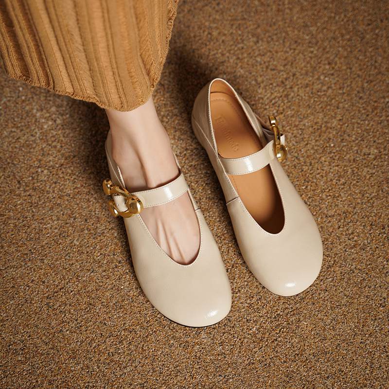 Krazing Pot Sheepskin Fashion Summer Spring Autumn Med Heels Metal Buckle Women  European Design Round Toe Pumps