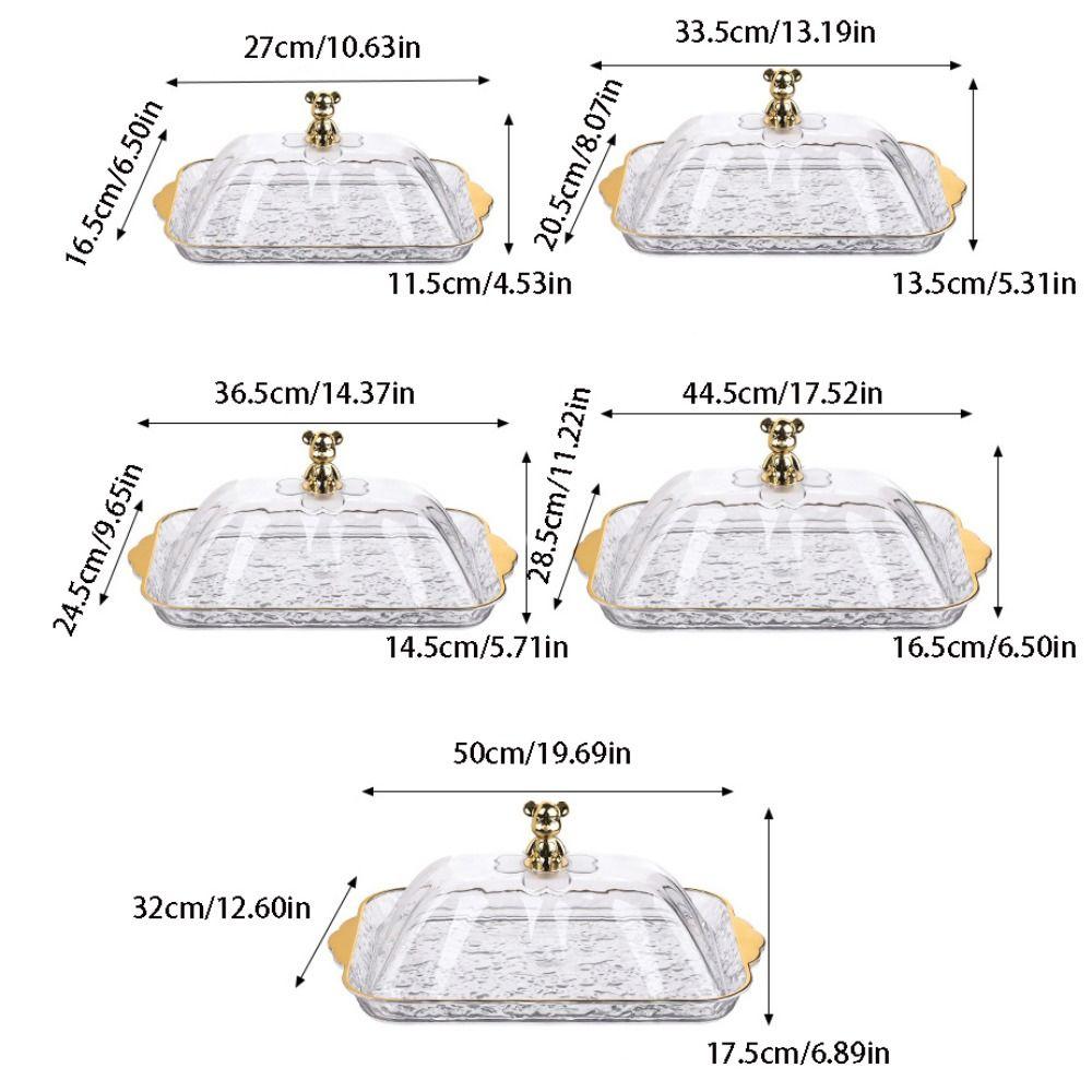 Plastic Snack Tray with Lid Storage Display Plate Kitchen Organizer Candy Storage Box Party