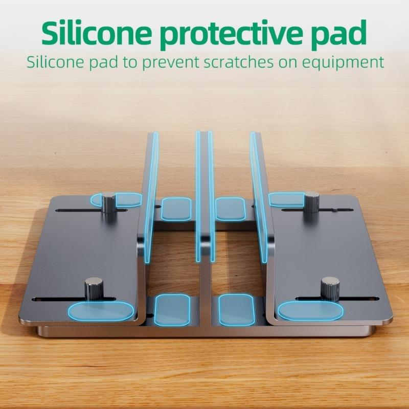 MultiDevice Management Vertical Laptop Stand Adjustable Vertical Laptop and Tablet Stand, Secure Storage for Desks