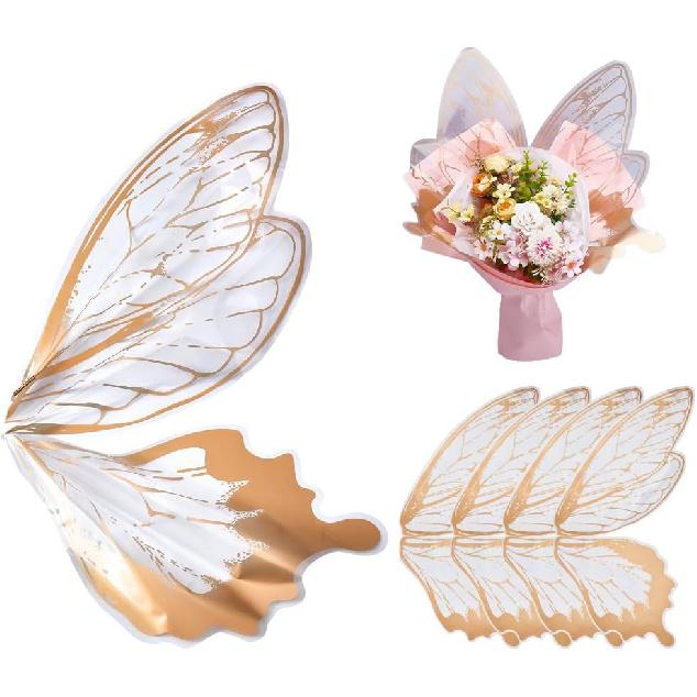 UNICRAFTALE about 50Pcs Waterproof Butterfly Flower Bouquet Wrapping Paper Transparent Bouquet OPP Packaging Paper Brown Butterfly Clear Floral Wraps