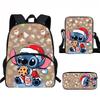 Stitch Kids School Backpack Set Elementary Students Oxford Fabric Ergonomic Design Printed Cartoon 3-Piece Bundle