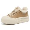 2025 Autumn and Winter New Leather Velvet Platform Snow Board Shoes Women's Fluffy Cotton Shoes Warm Ugly Cute Bread Shoes Women