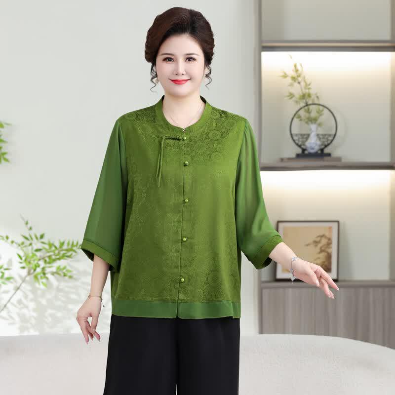 Langsha 2026 Summer Chinese Style Plus Size Loose Fit Cardigan Top
