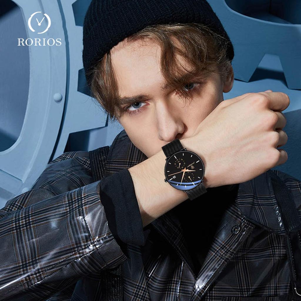 RORIOS Men's Quartz Watch, Multi-Function, Lightweight, Date Display, Luminous, Waterproof, Perfect for Work or Commuting, Stylish, Popular, Simple