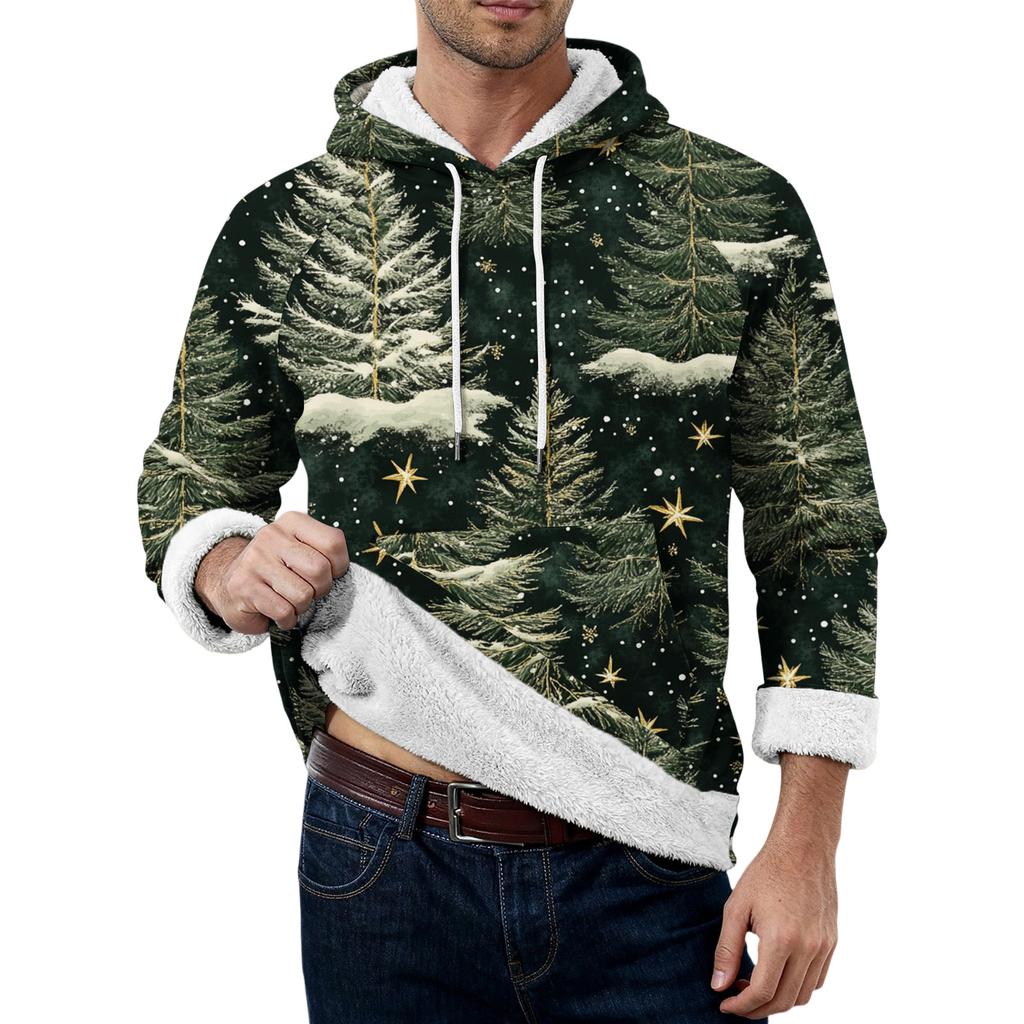 Men's Christmas Printed -Lined Hoodie