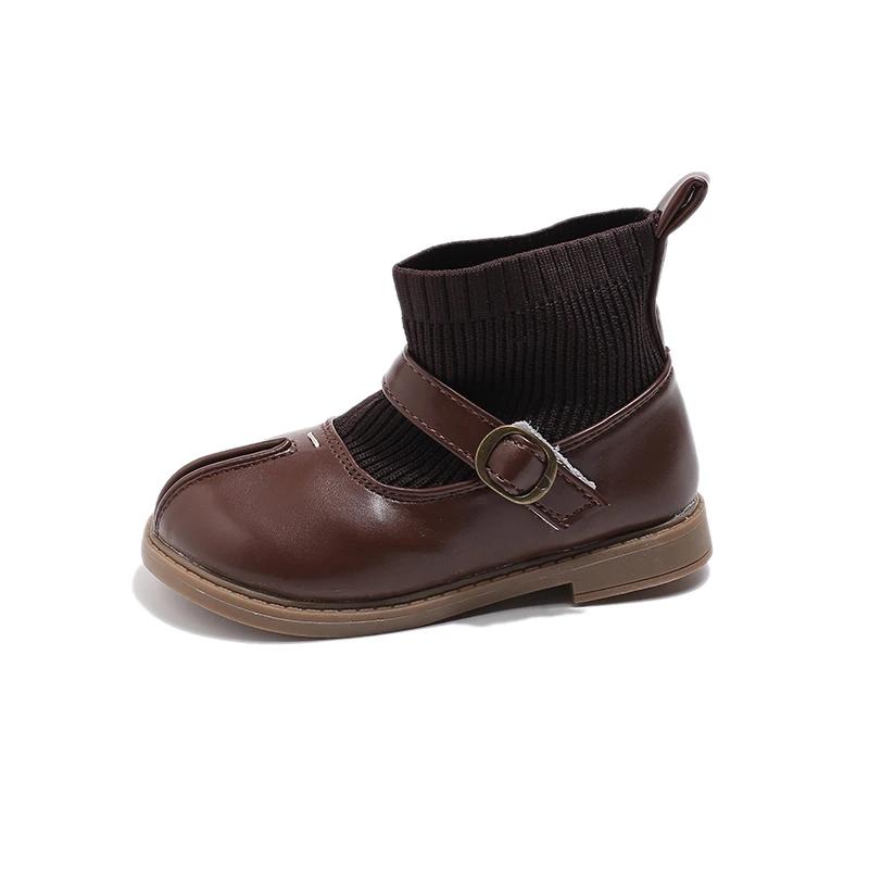 2024 New Girls Flat Heel Low with Foot Covering Non Slip Soft Bottom Winter Microfiber Leather Casual Boots  Boys Shoes