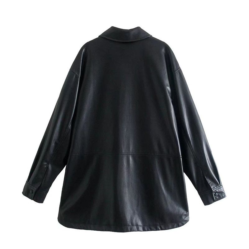 Fashion Style 3427727 New Arrival New Arrival Women's Clothing Poly Urethane Leather Shirt Coat Leather Coat Female 03427727800