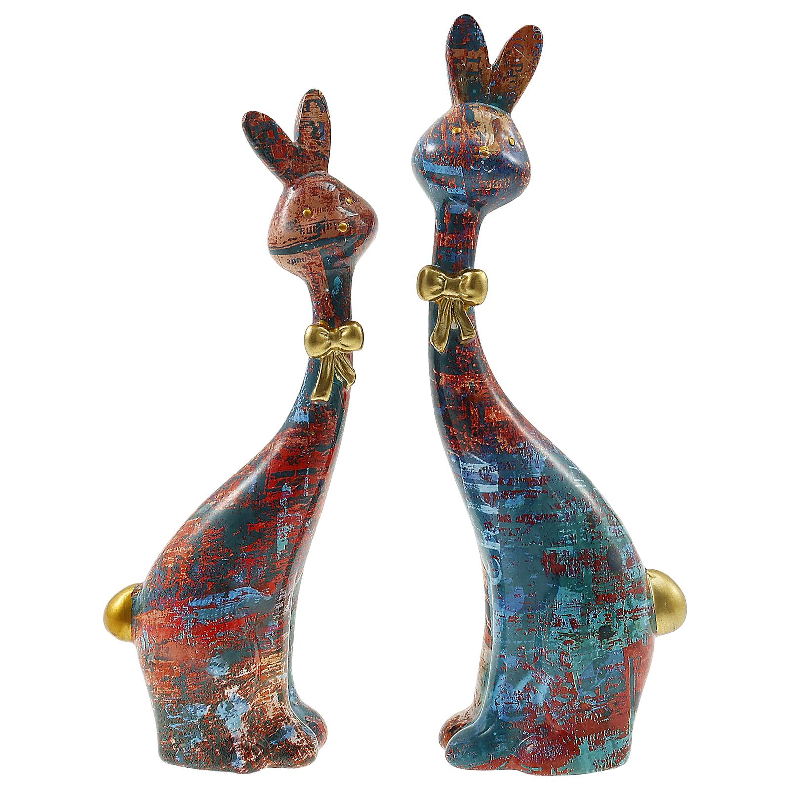 2 шт. Полимерная статуэтка кролика Милая стильная фигурка кролика Скульптура зайца для украшения дома, офиса, рабочего стола Пасхальная фигурка кролика