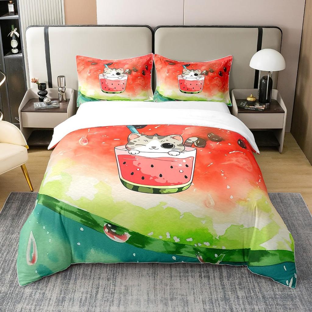 Juice Drink Duvet Cover Sets Queen King Lightweight Quilt Covers Bedroom Decor Cool Summer Themed Bedspread Covers No Comforter