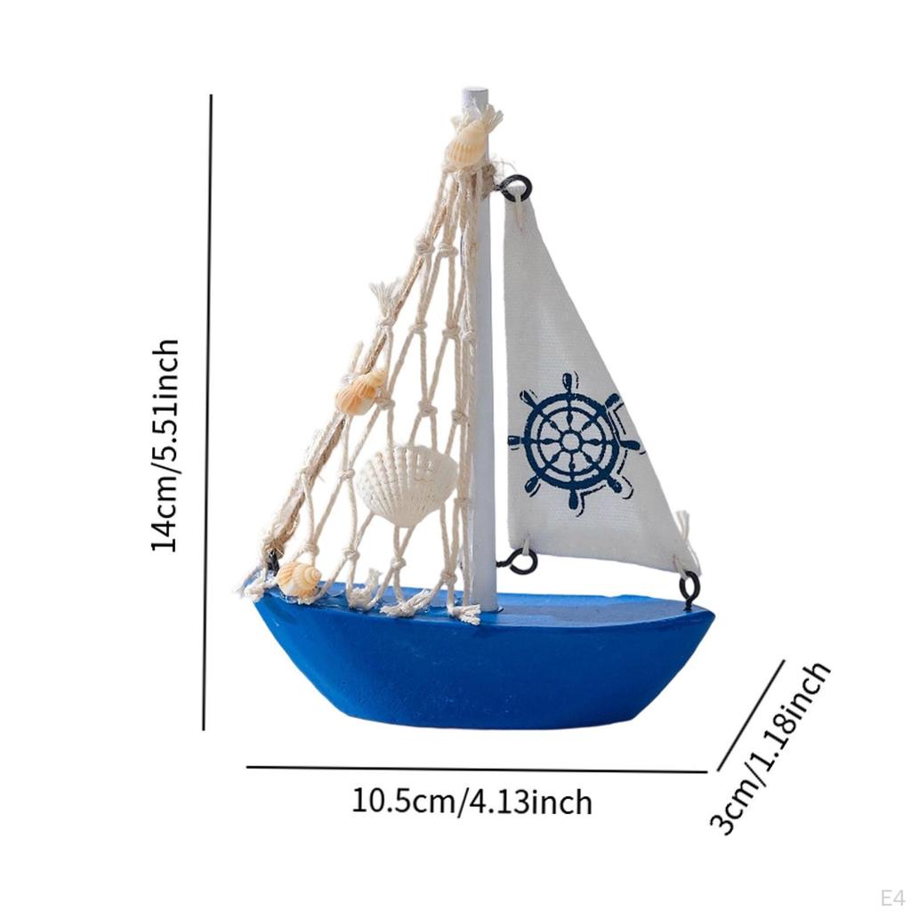 Mini Sailboat Model Beach Decor Item for Office And Home