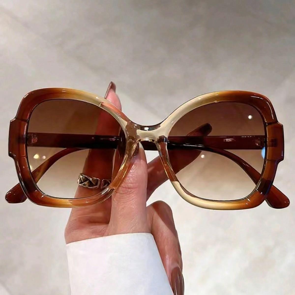 

New Fashion Oversized Round Sunglasses For Women And Men Stylish Vintage Butterfly Candy Color Shades Ins Trendy Gradient Ladies Eyewear Multicolor коричневый