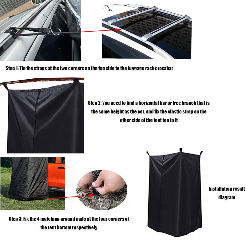 Auto Seitenmarkise Blackout Sichtschutz Duschvorhang mit Sonnenschutz für Outdoor-Camping