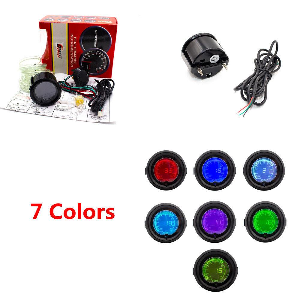 52mm/2  7 Colors Universal 35 PSI Boost Gauge Vacuum Pressure Gauge for Auto Car