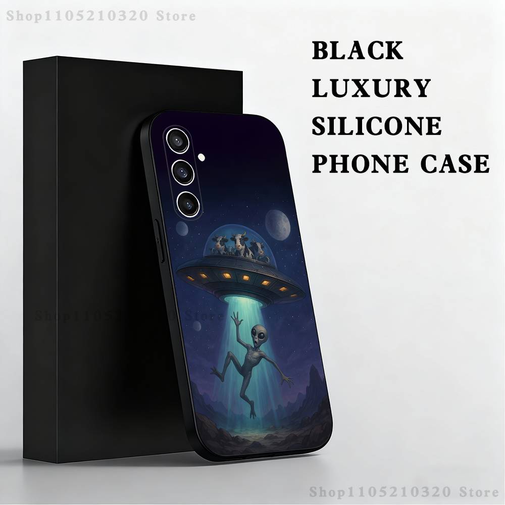 Funny Space UFO Thing Phone Case For Samsung S25,S24,S21,S22,S23,S30,Ultra,S20,Plus,Fe,Lite,Note,10,9,5G Black Cover