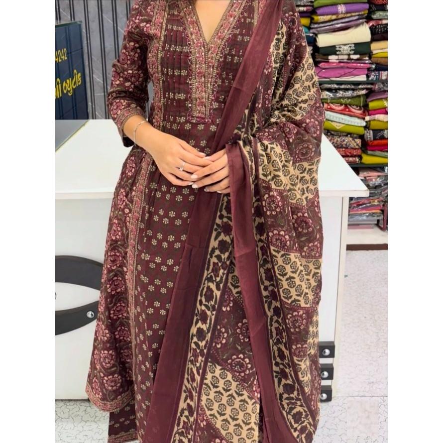 Designer Hand Block Printed Salwar Suit Indian Women's Aline Kurti Palazzo Set