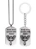 Stainless Steel Keychain and Necklace, Engraved with The Inscription “May Angels Guard You, Amen,” A Gift for Believers.