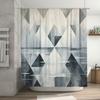 Modern Geometric Bathroom Shower Curtain Elegant White Grey Waterfall Design for Home Decor