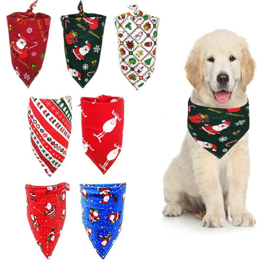 Puppy,Kitten Santa Claus Patten Cats Triangular Scarf Pet Costume Dogs Bandanas Christmas Pet Decor
