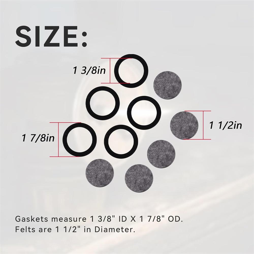5 Gaskets & 5 Felt Filters For Carbide Cap Lamp Repair Rebuild Kit For Miners