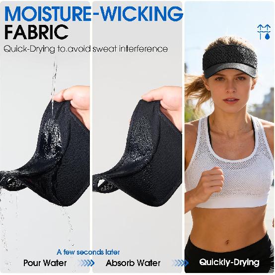 AUSFLUG Sun Visor Hat Men Women - Moisture Wicking Lightweight Sports Cap | Quick dry breathable mesh, adjustable ponytail strap, sun blocking for