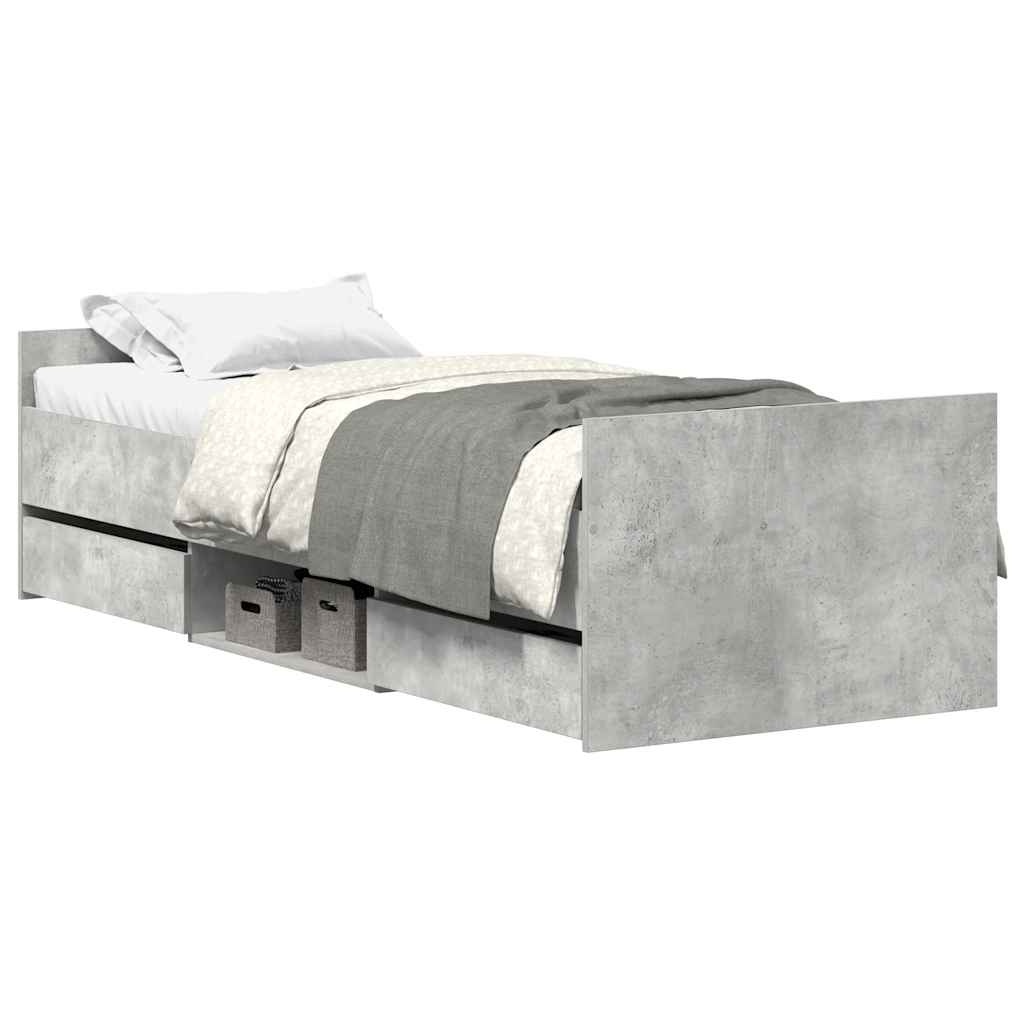Vidaxl Rama Łóżka Z Wezgłowiem I Zanóżkiem, Szarość Betonu, 75X190 Cm