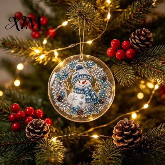 Acrylic Holiday Hanging Ornaments Christmas Ornament, Double Side Printed Santa Pendant for Tree Window, Indoor Outdoor 2D Flat Festive Decor