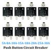 Thermal Circuit Breakers 12-50V DC 125-250V Volt AC Overload Protection Push Button Thermal Cutout Switch Terminal Accessories