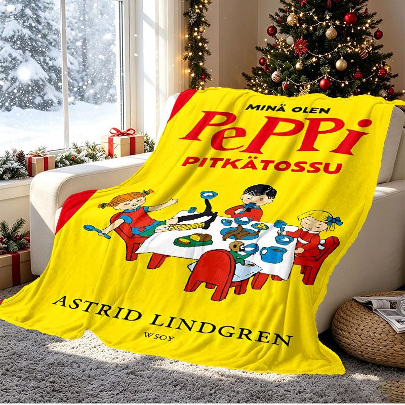 Pippi Longstocking Pattern Blanket for Home Decoration, Bed, Sofa, Car Travel, Camping, Suitable for All Seasons, Birthday Christmas Gift