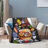 Poster Fast Food Cooking Hamburger Cheese Flannel Blanket Burger Creative Throw Blanket for Home Hotel Sofa 200x150cm Super Soft