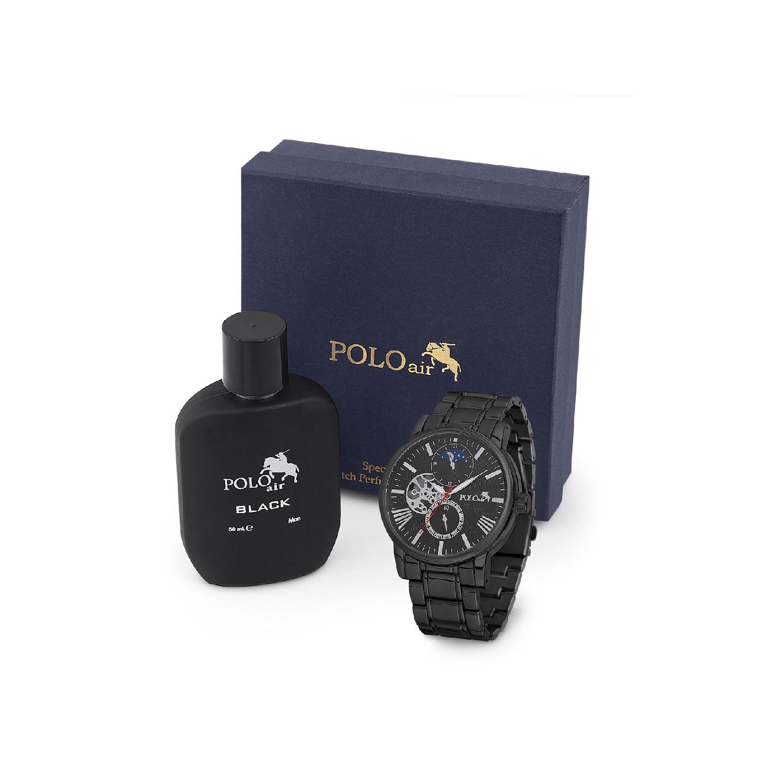 

Men s Wristwatch And Perfume Set In Gift Box Black Color Pl-0929e1 чёрный